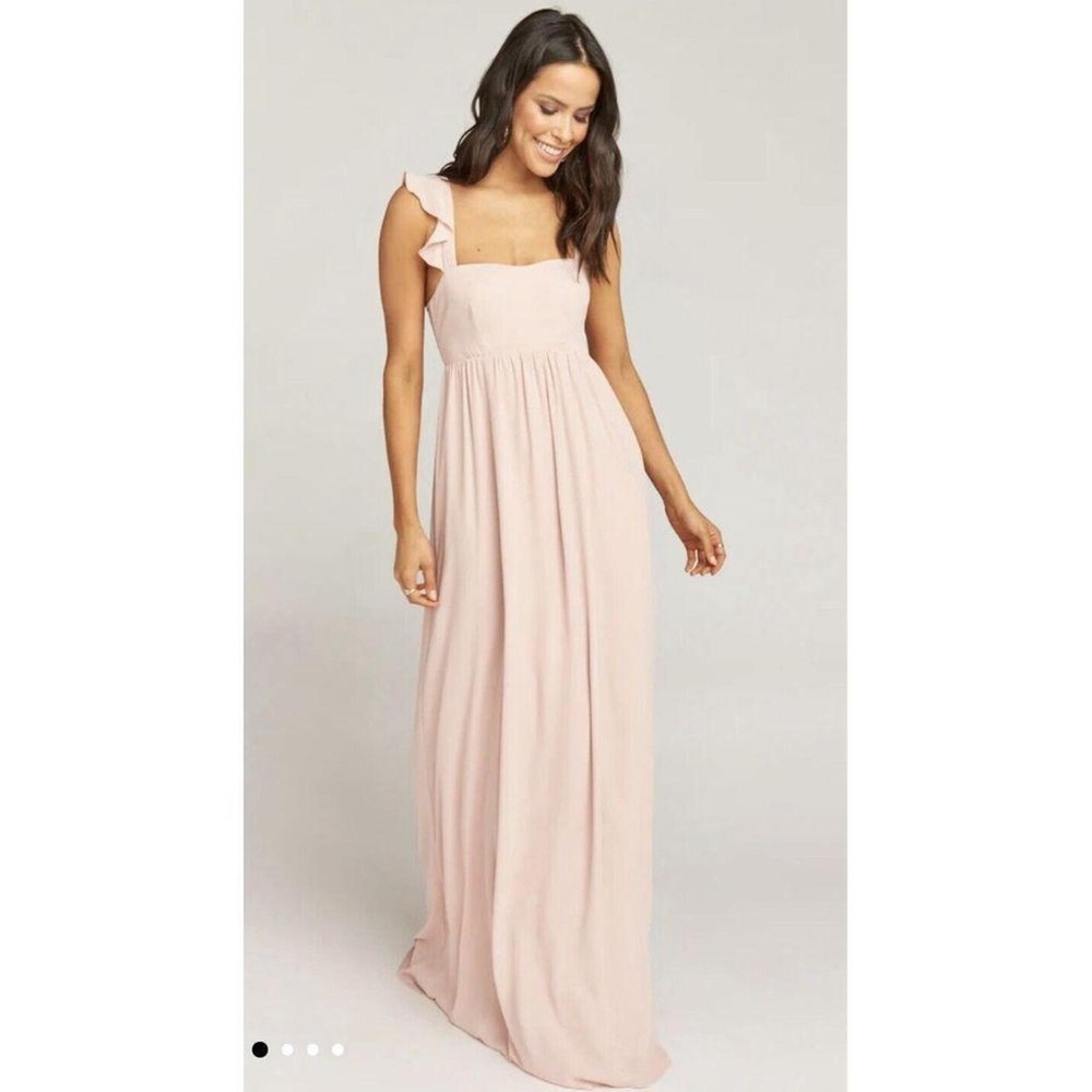 Show me your MUMU brand. June Maxi Dress. Dune Chiffon Color. Size Medium. New w